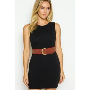 SAND CASTLE Vtg Studded Orange 1980s Leather Belt Women's small (23”-30”)